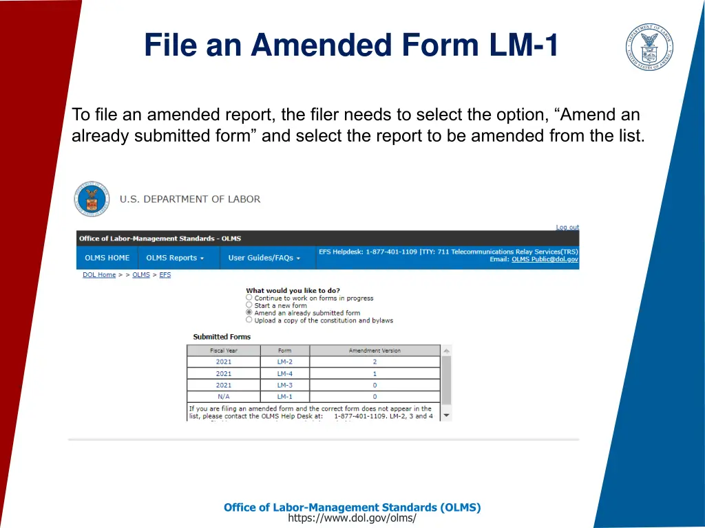 file an amended form lm 1