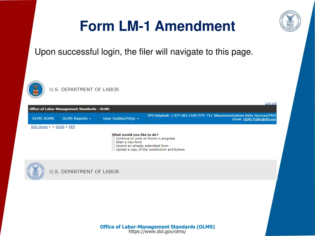 form lm 1 amendment