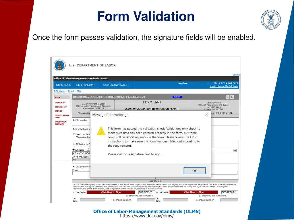 form validation