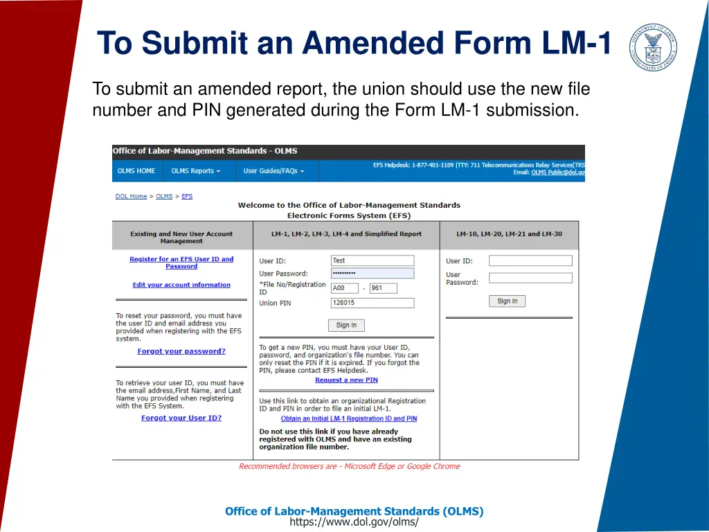 to submit an amended form lm 1