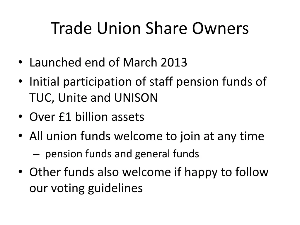 trade union share owners