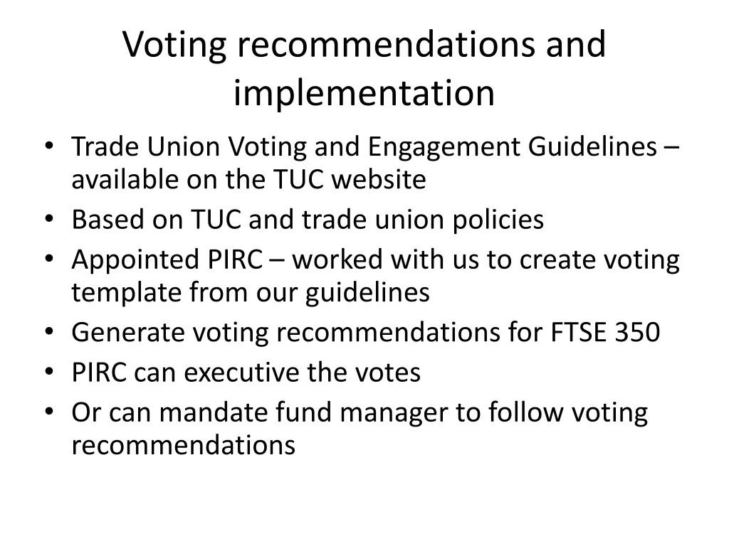 voting recommendations and implementation trade