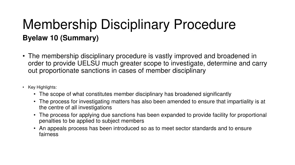 membership disciplinary procedure byelaw