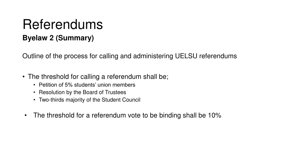 referendums byelaw 2 summary