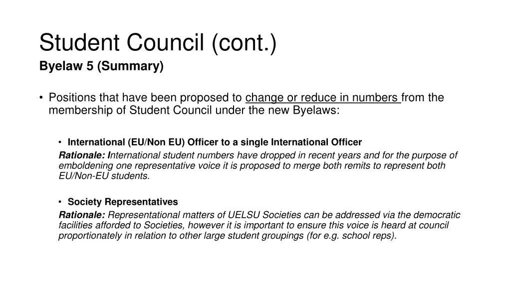 student council cont byelaw 5 summary 1