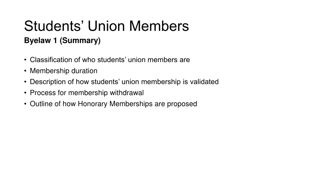 students union members byelaw 1 summary