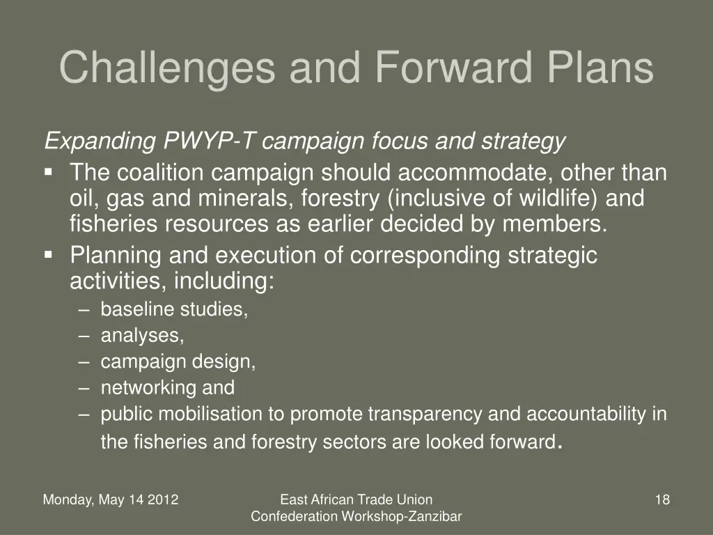 challenges and forward plans 1