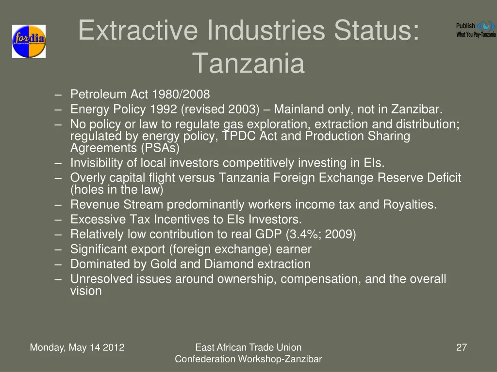 extractive industries status tanzania 5