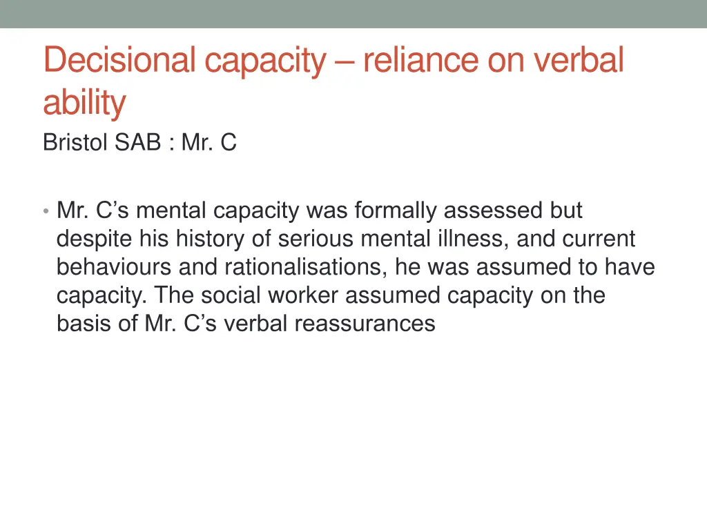 decisional capacity reliance on verbal ability