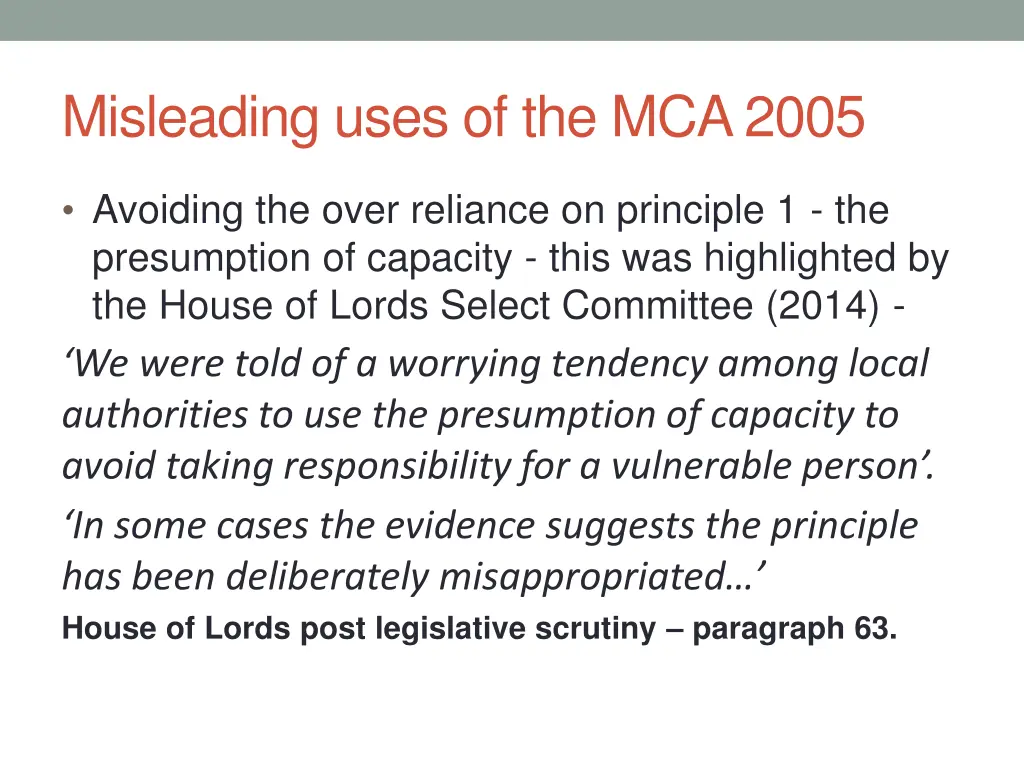 misleading uses of the mca 2005