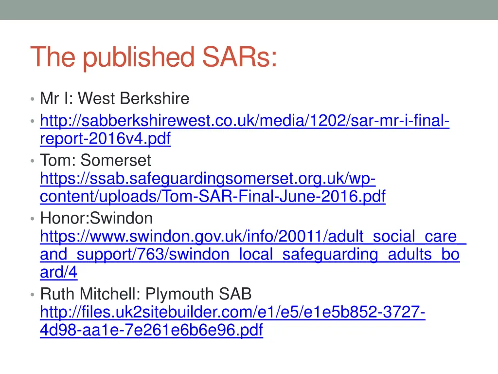 the published sars