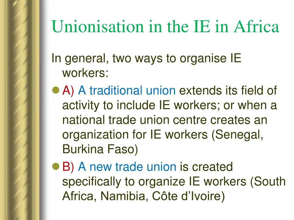 unionisation in the ie in africa 3