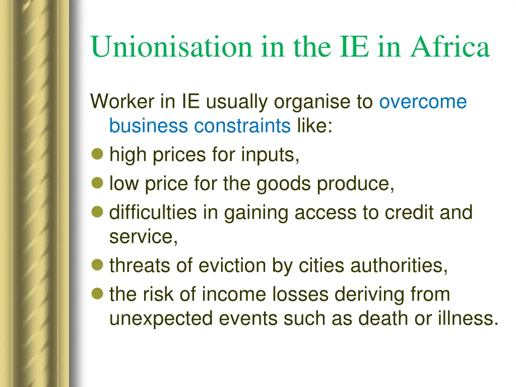 unionisation in the ie in africa 6