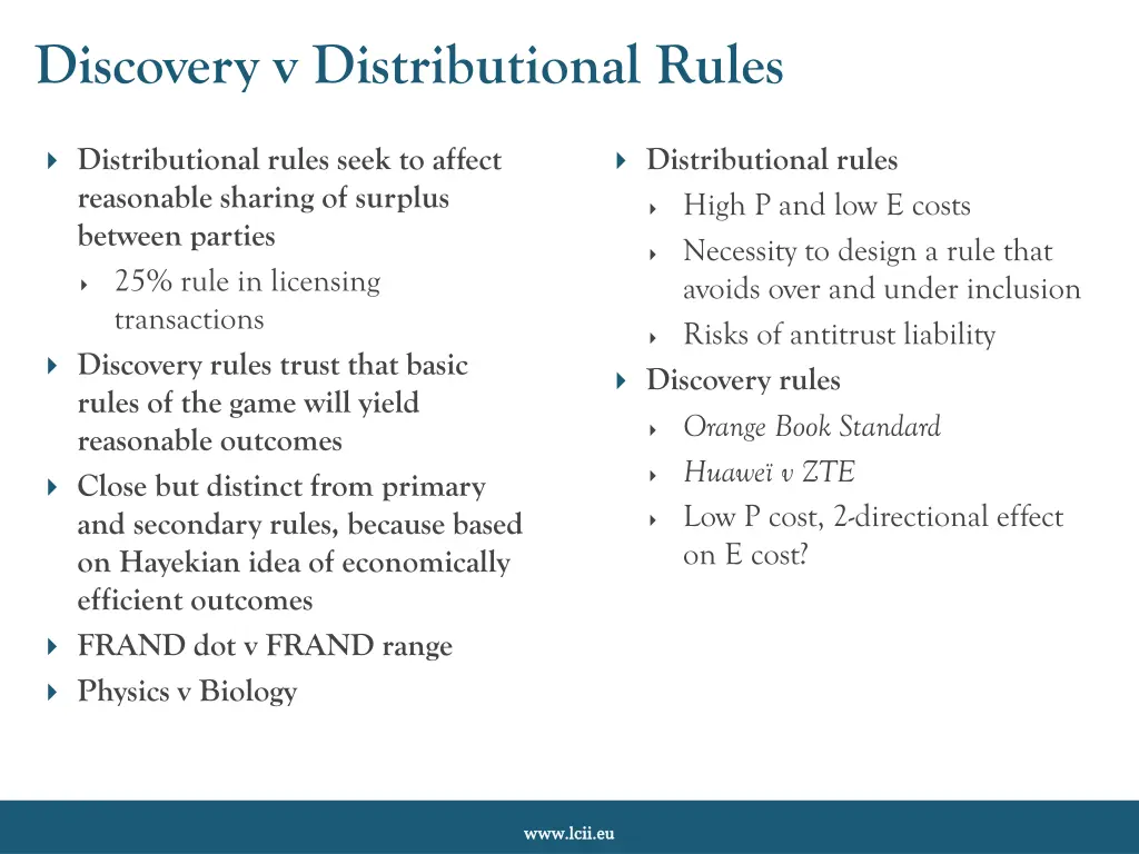 discovery v distributional rules