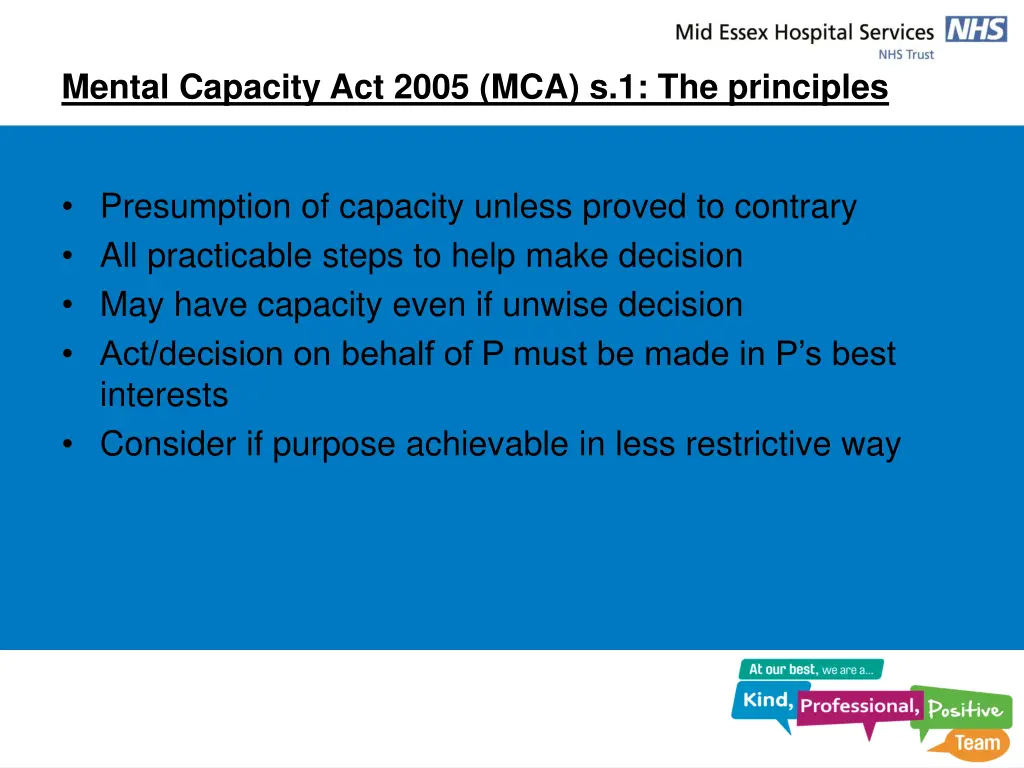 mental capacity act 2005 mca s 1 the principles