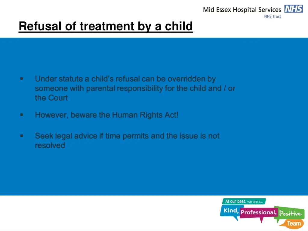 refusal of treatment by a child