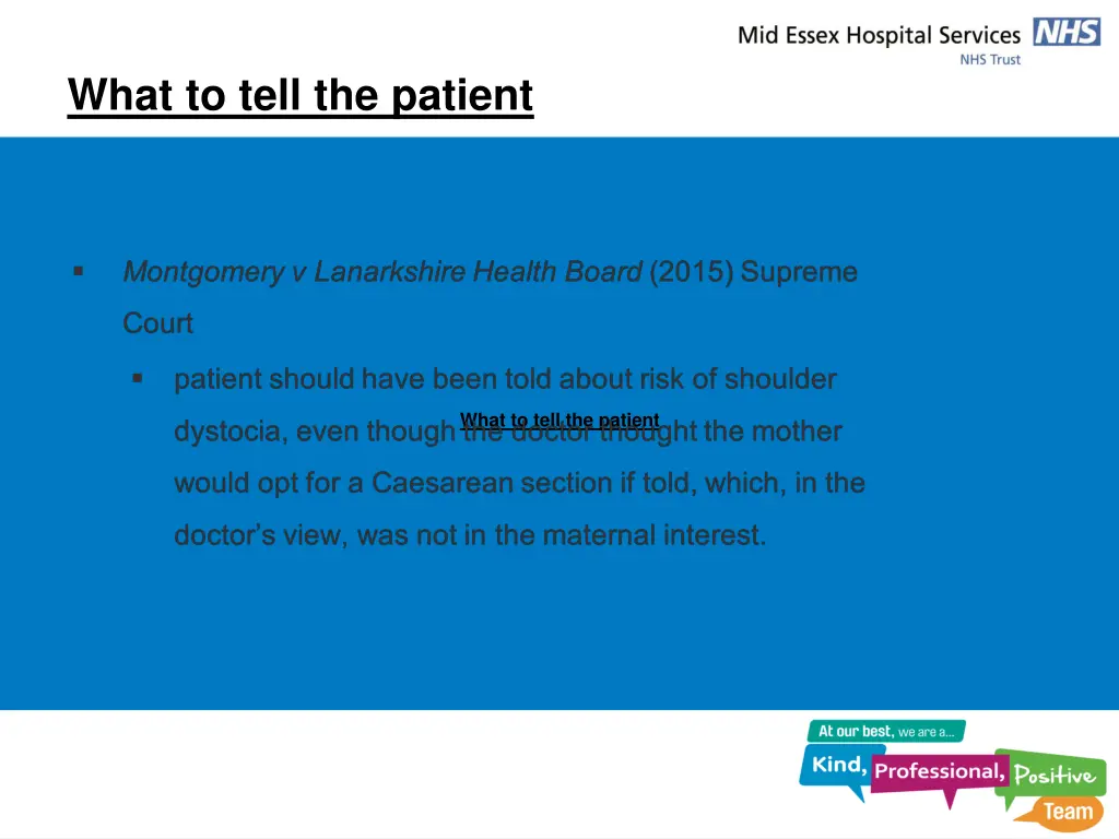 what to tell the patient 1