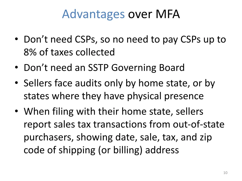 advantages over mfa