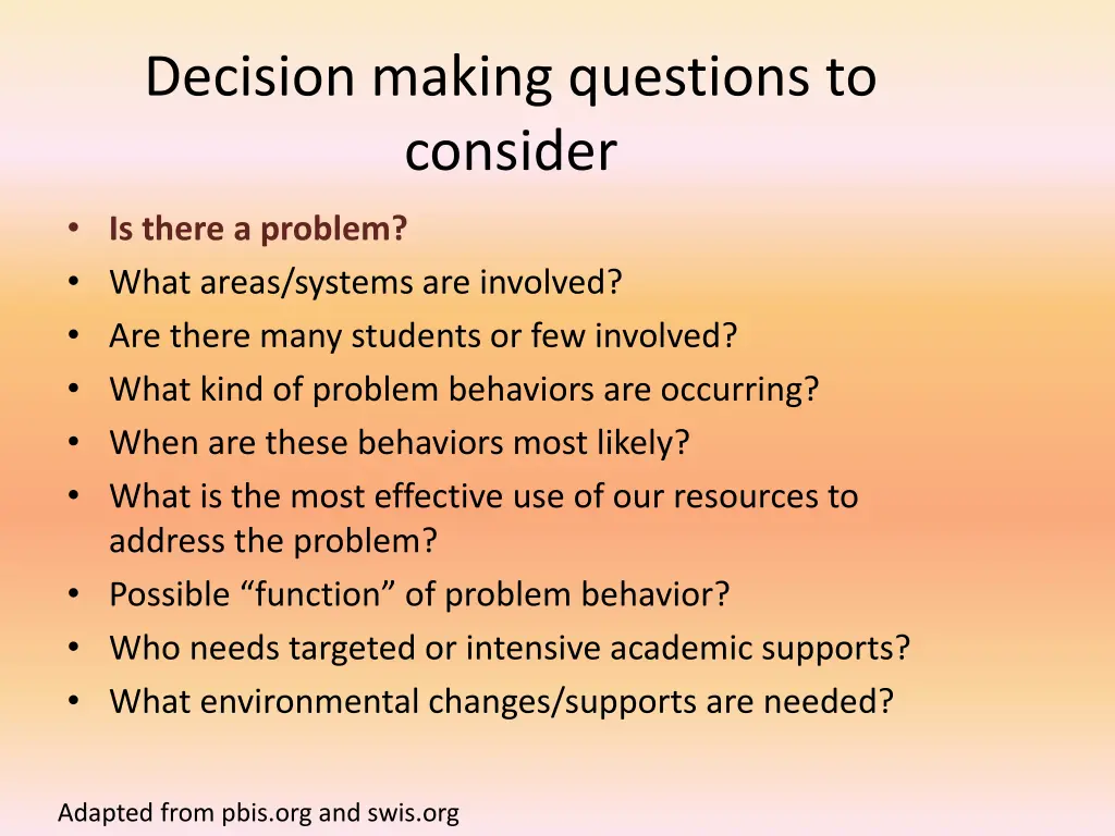 decision making questions to consider