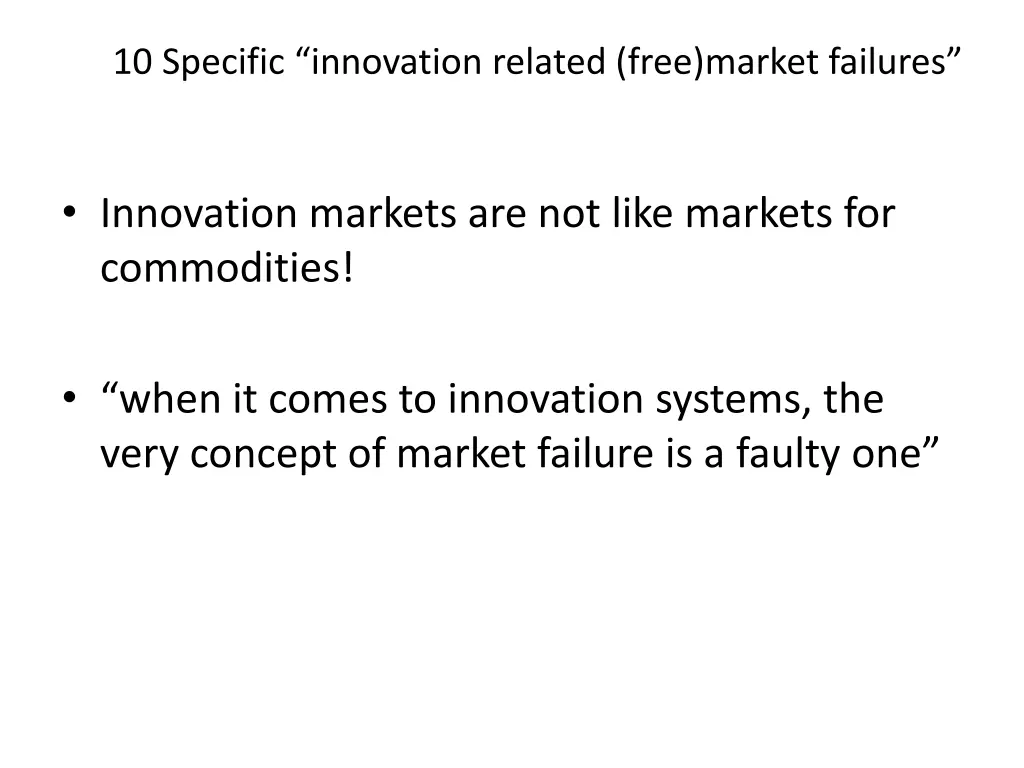 10 specific innovation related free market