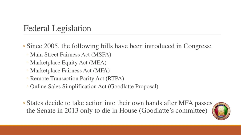 federal legislation