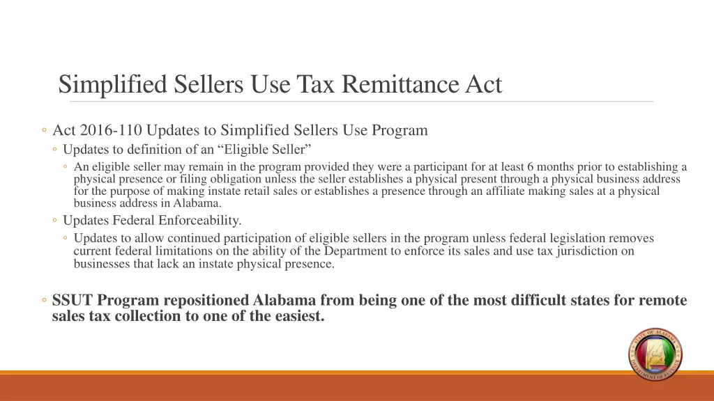 simplified sellers use tax remittance act