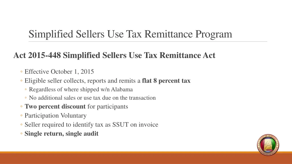 simplified sellers use tax remittance program