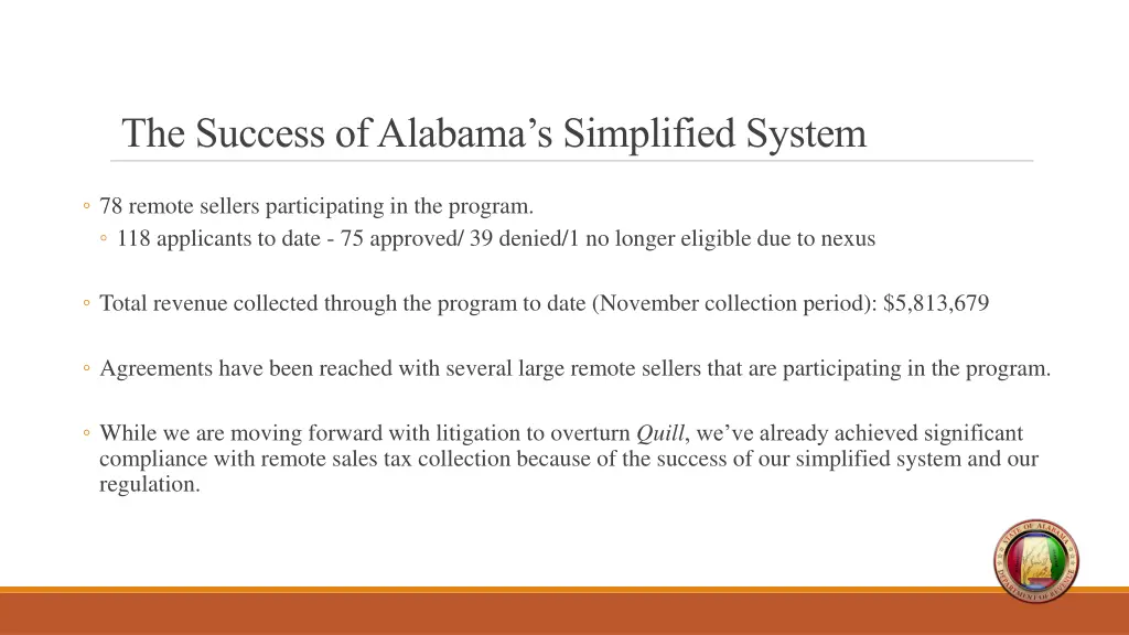 the success of alabama s simplified system 1