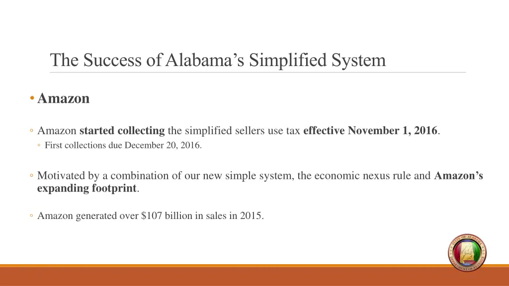 the success of alabama s simplified system