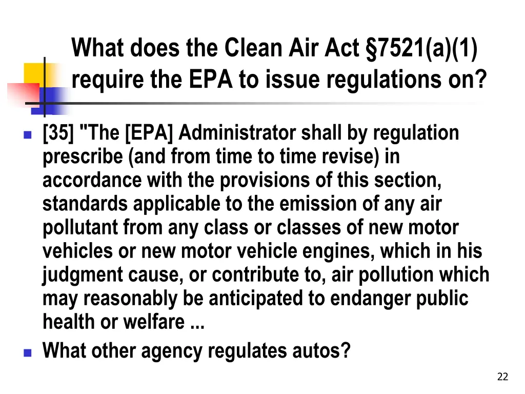 what does the clean air act 7521 a 1 require