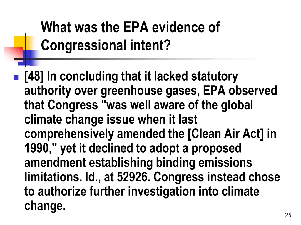 what was the epa evidence of congressional intent