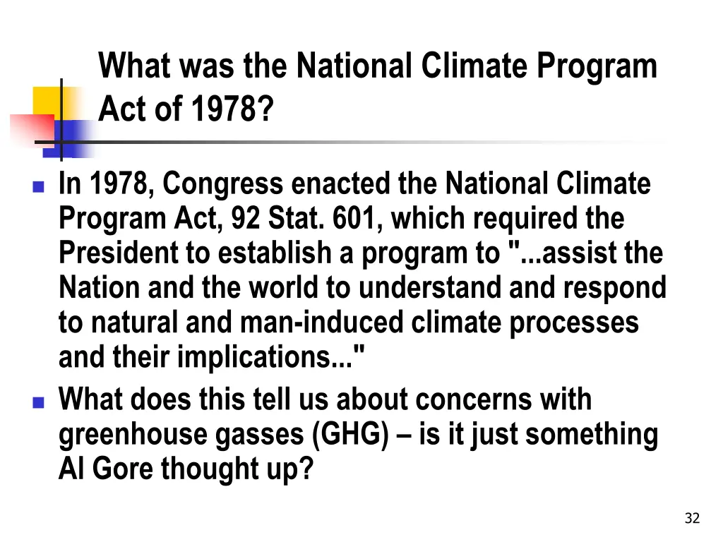 what was the national climate program act of 1978