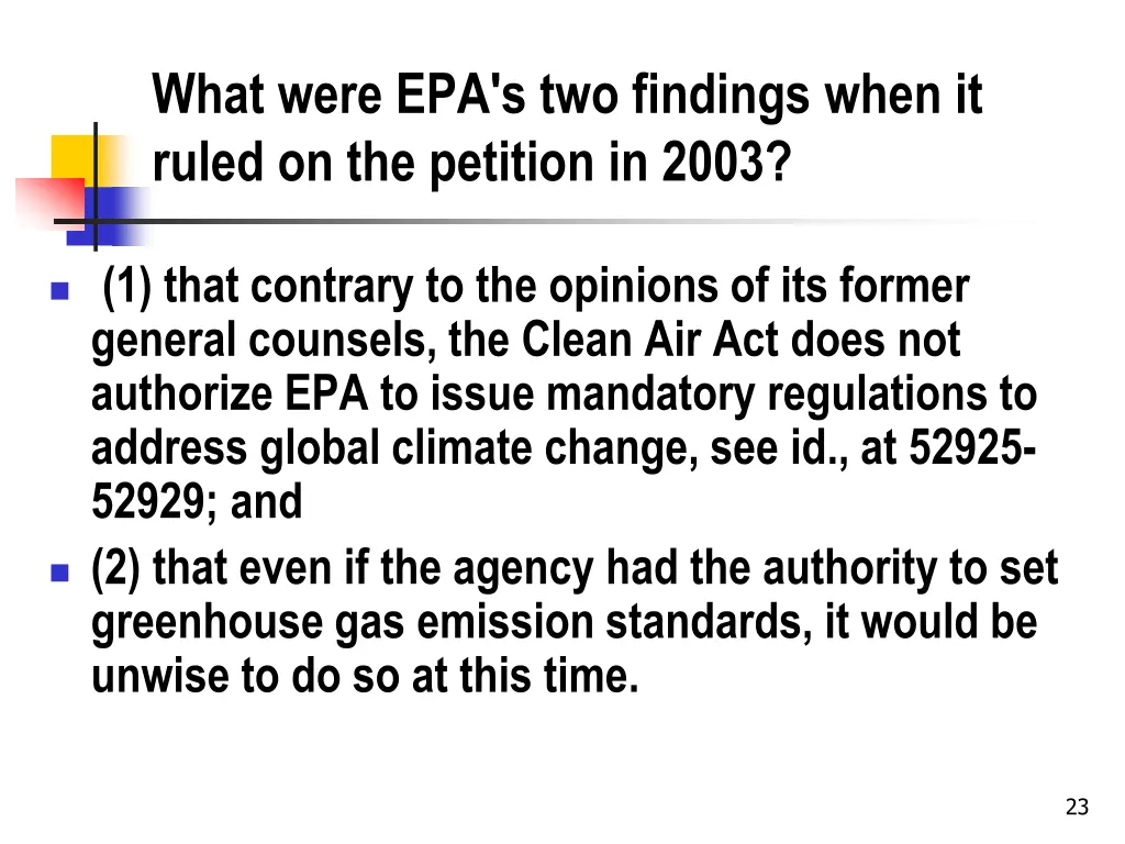 what were epa s two findings when it ruled