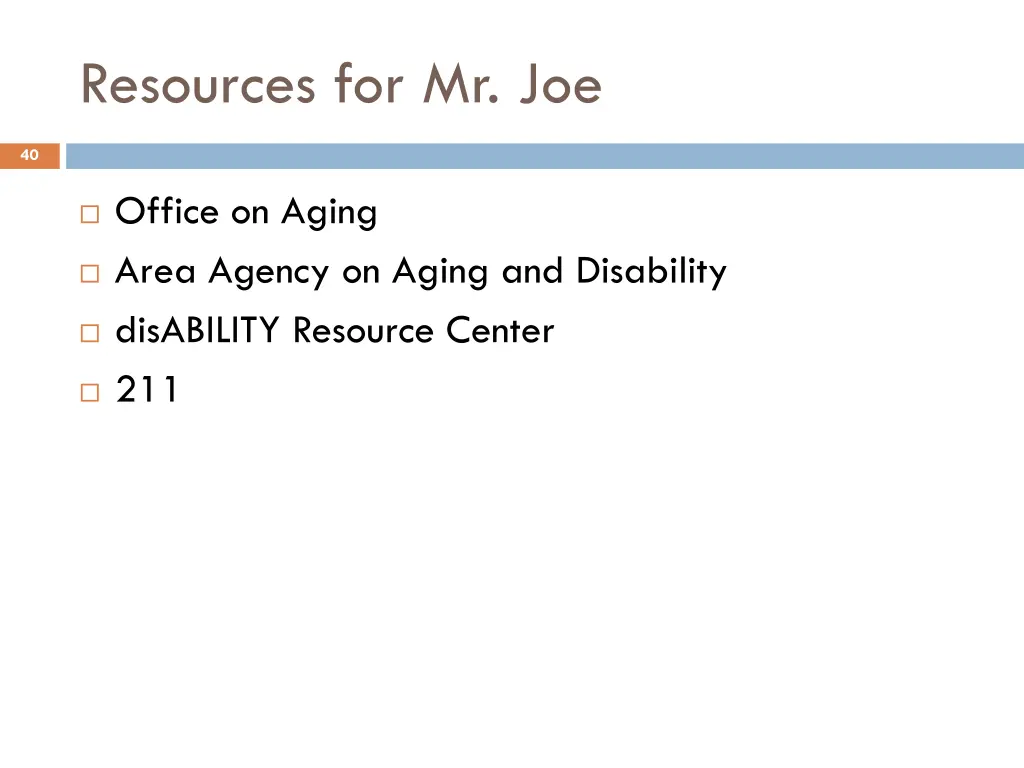 resources for mr joe 1