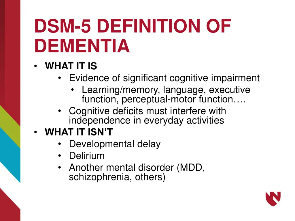 dsm 5 definition of dementia what it is evidence