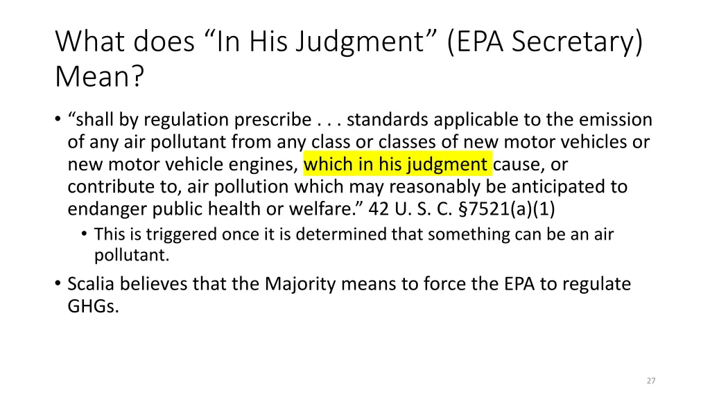 what does in his judgment epa secretary mean