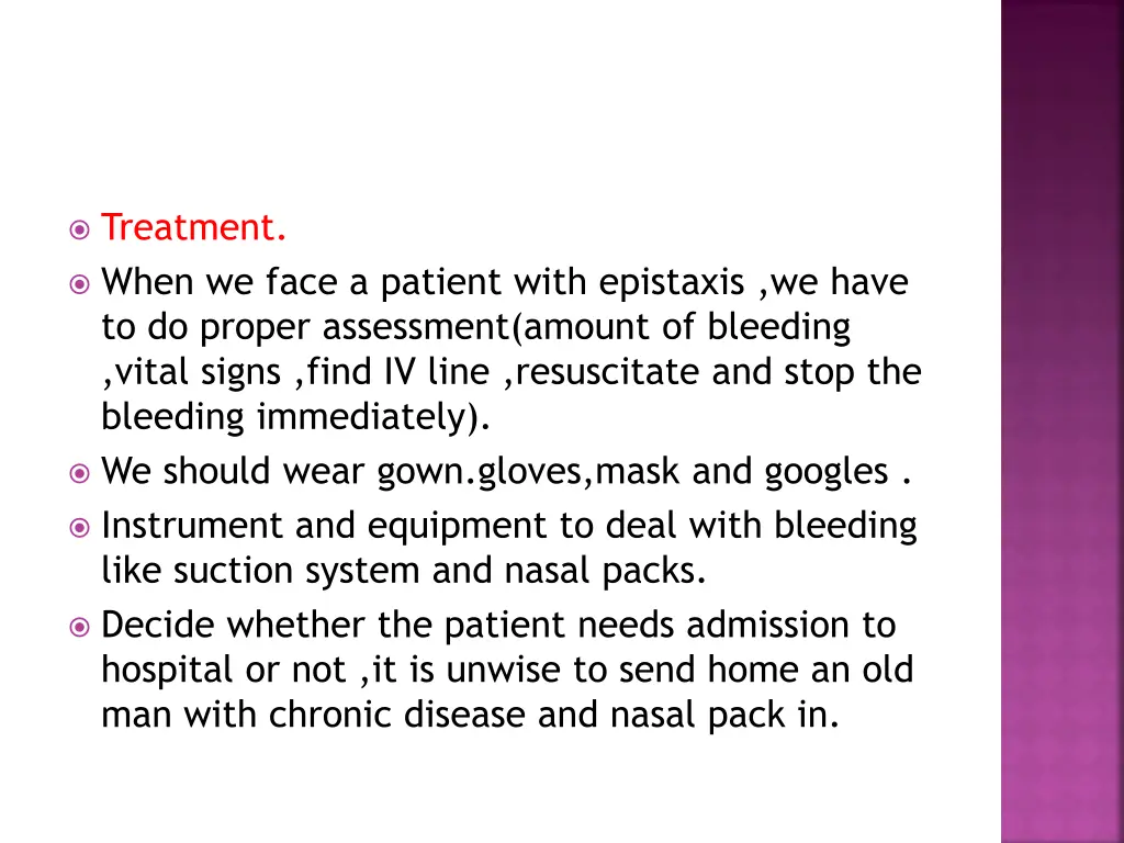 treatment when we face a patient with epistaxis