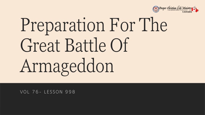 preparation for the great battle of armageddon