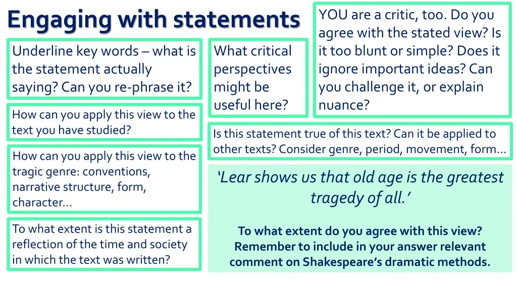 engaging with statements