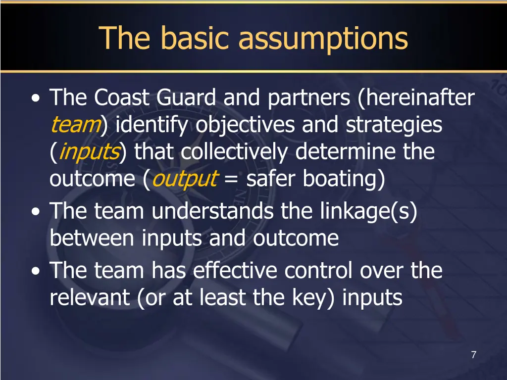 the basic assumptions