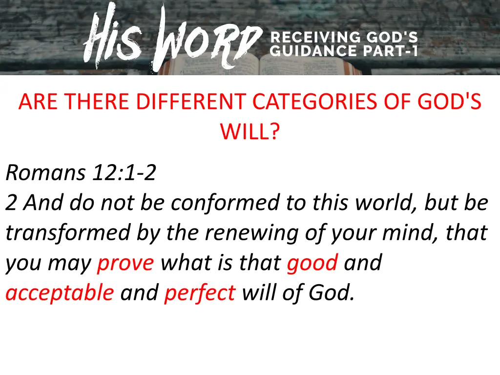 are there different categories of god s will 1