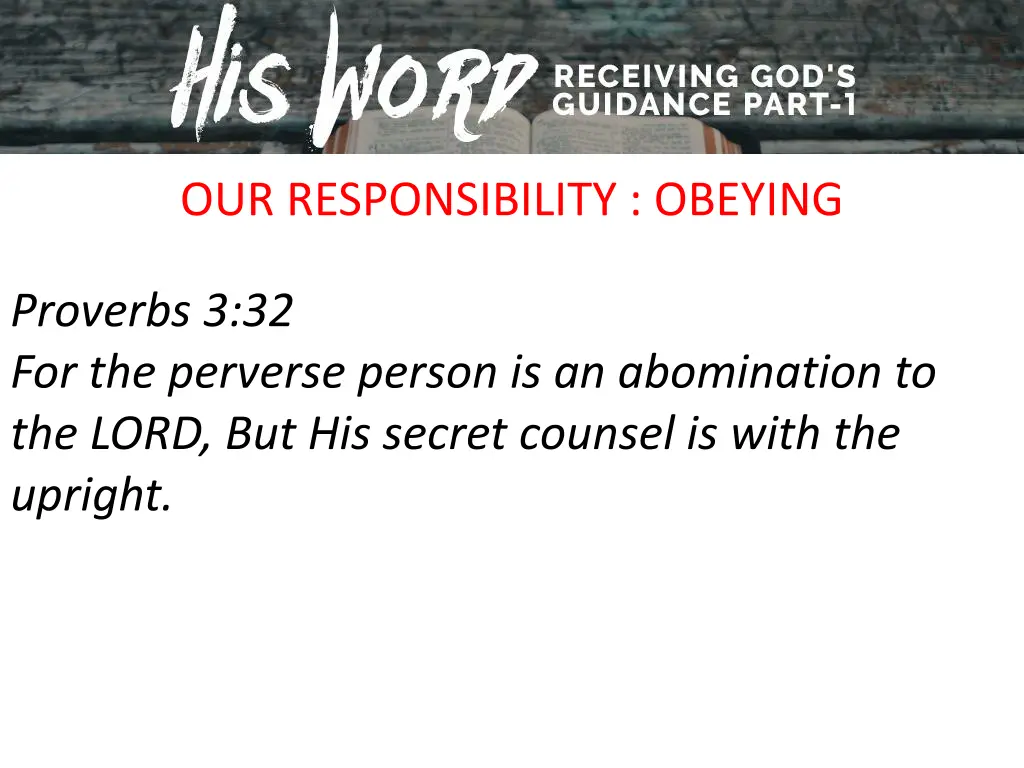 our responsibility obeying