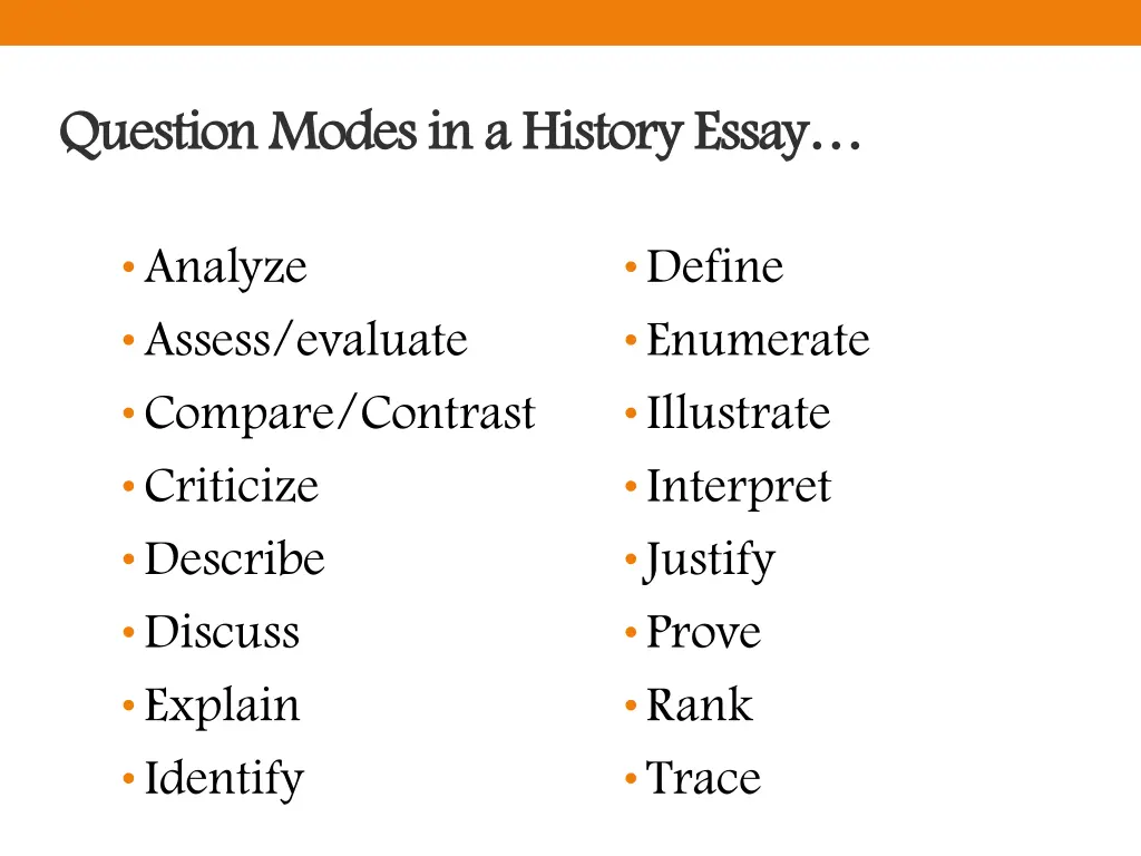 question modes in a history essay question modes