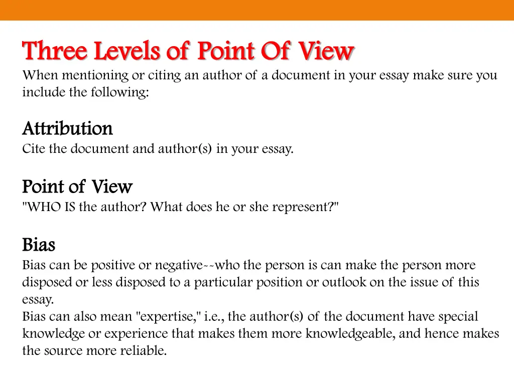 three levels of point of view three levels