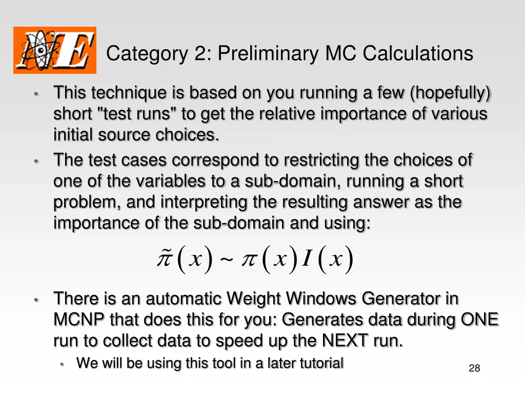 category 2 preliminary mc calculations