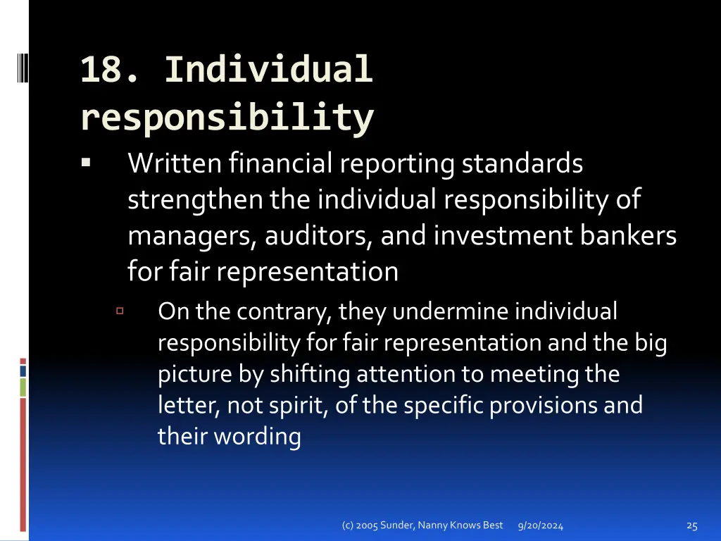 18 individual responsibility written financial