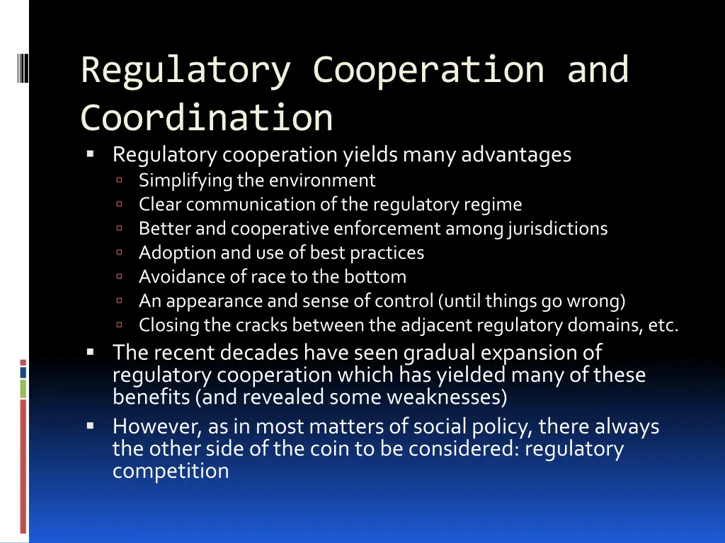 regulatory cooperation and coordination