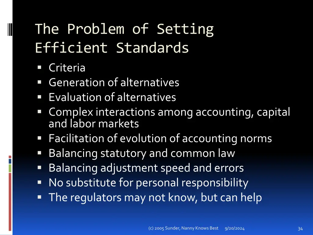 the problem of setting efficient standards