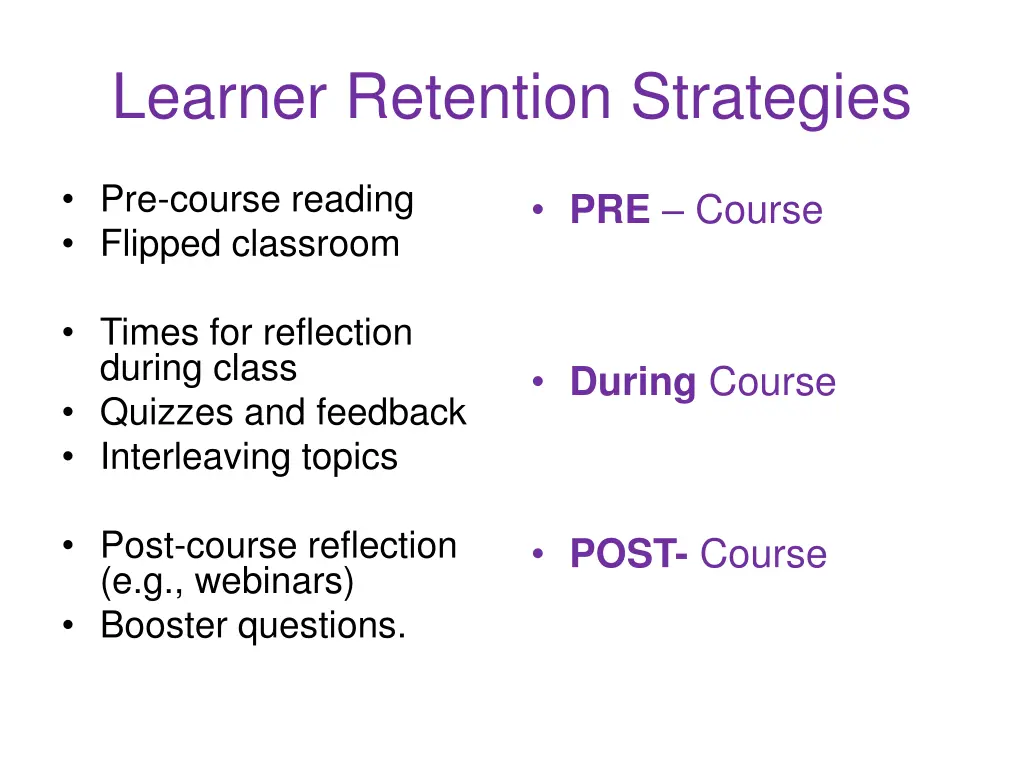 learner retention strategies