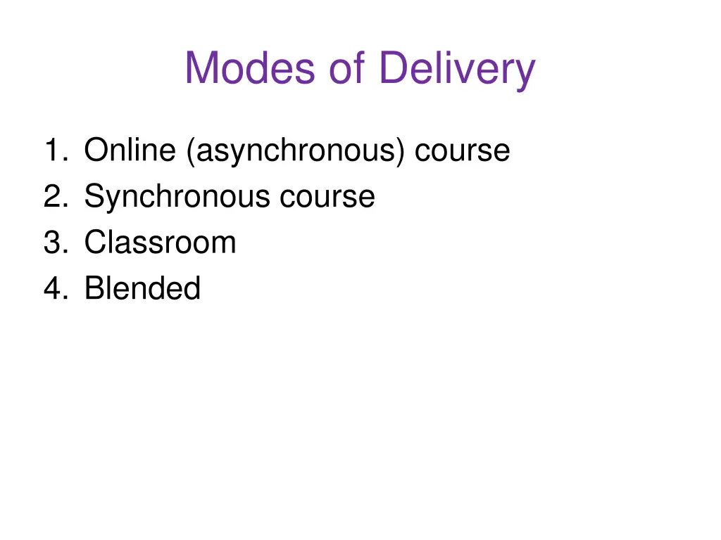 modes of delivery